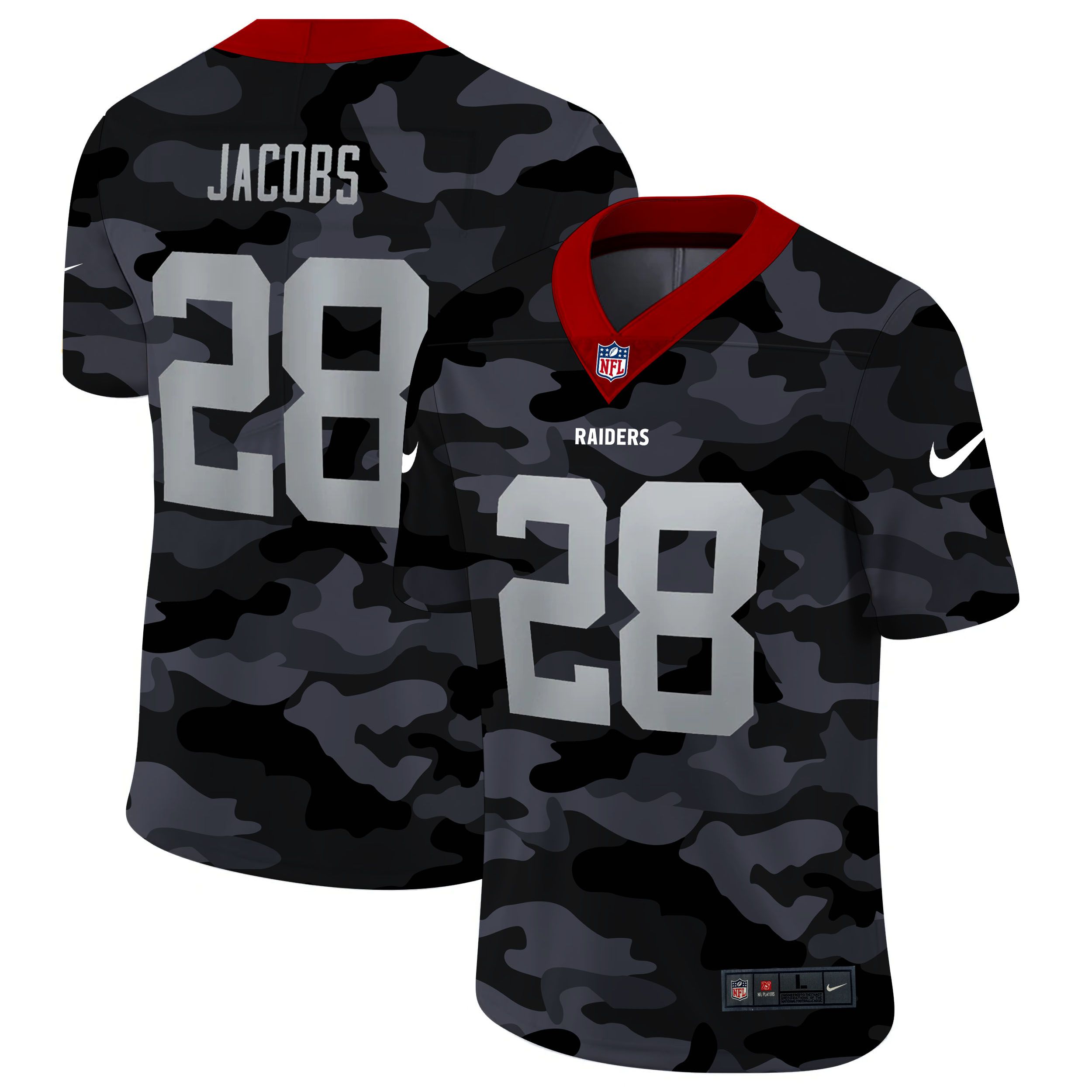 Men Oakland Raiders #28 Jacobs 2020 Nike 2ndCamo Salute to Service Limited NFL Jerseys->oakland raiders->NFL Jersey